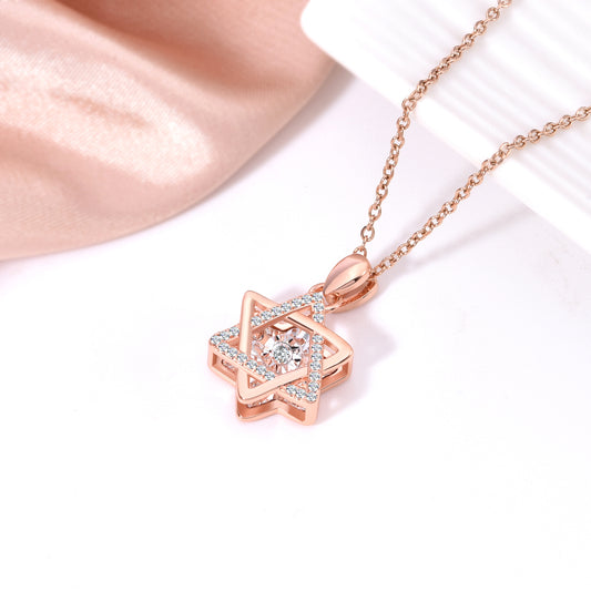 Fashionable rose gold hexagram necklace with a hundred variations