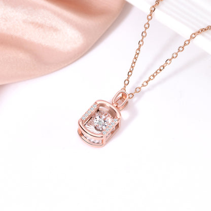 14K Rose Gold Plated 20x magnifying diamond effect 0.05ct real diamond  square Pendant Halo Necklace | Rose Gold Necklace for Women