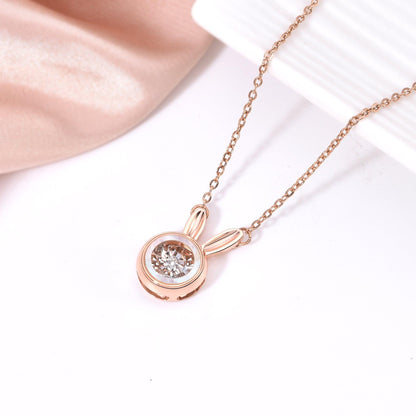 SDA 14K Rose Gold Plated 20x magnifying diamond effect 0.05ct real diamond Cute Animal Rabbit Pendant Necklace Halo Necklace | Rose Gold Necklacefor Women Teen Girls Birthday Mother's Day Gifts - NBCP Watch